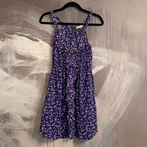 Rebecca Taylor Dress | Blue | Floral | Sleeveless | Ruffle Neck | Size 0